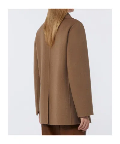 Max Mara Double-breasted Double-faced Wool Jacket In Brown