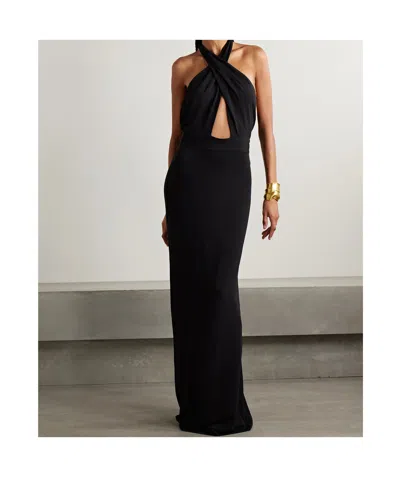 Nili Lotan Lita Convertible Jersey Halterneck Gown In Black