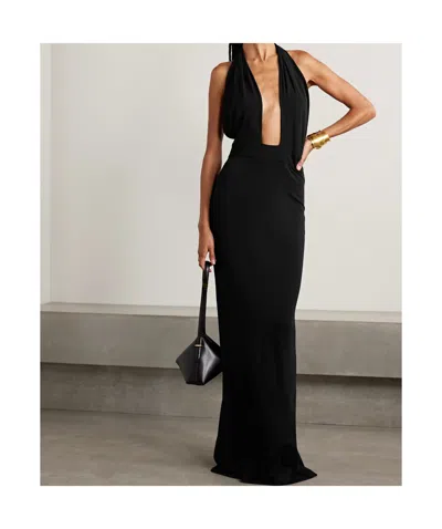 Nili Lotan Lita Convertible Jersey Halterneck Gown In Black