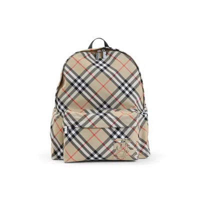 Burberry Check Pattern Backpack With Front Pocket In Multi
