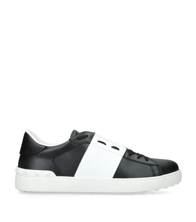 Valentino Garavani Open Sneakers In Leather With Contrast Colored Stripe And Stud Detail In White