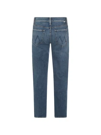 Mother Jeans The Rerun Zip Sneak With Belt Loops And Logo Embroidery On The Back In Blue Denim For Women