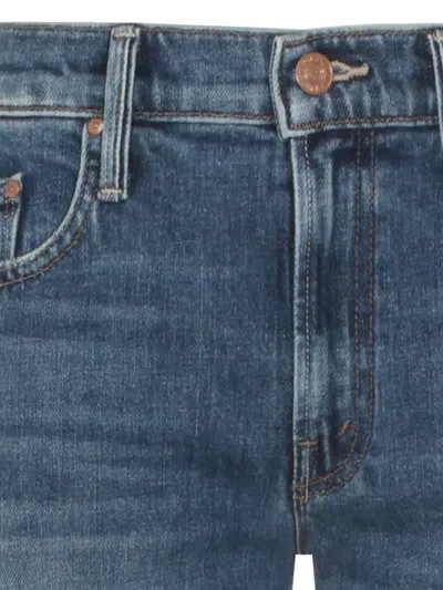 Mother Jeans The Rerun Zip Sneak With Belt Loops And Logo Embroidery On The Back In Blue Denim For Women