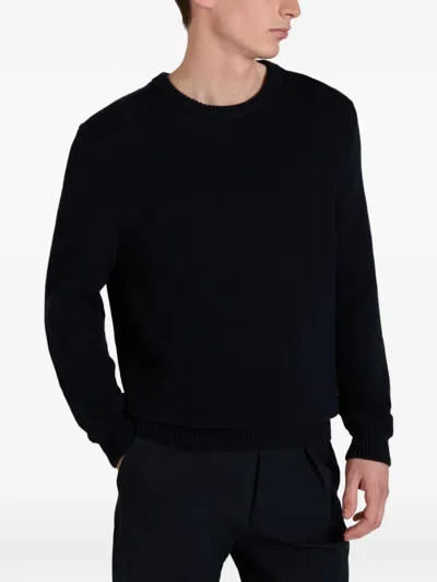 Zanone Knit Pullover Regular Fit Crew Neck In Blue
