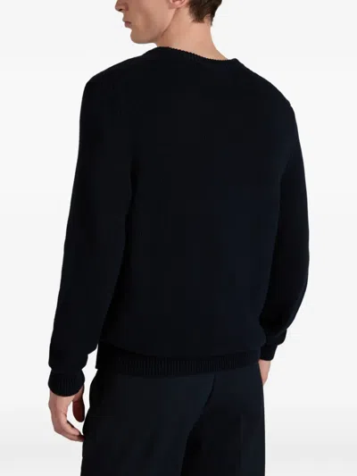 Zanone Knit Pullover Regular Fit Crew Neck In Blue