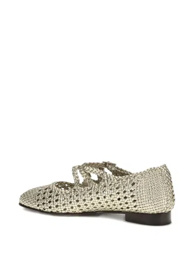 Carel Paris Silver Calf Leather Bos Taurus Ballet Flats In Gold