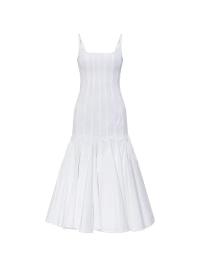 Jacquemus Agave Flared Midi Dress With Square Neckline In White