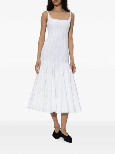 Jacquemus Agave Flared Midi Dress With Square Neckline In White