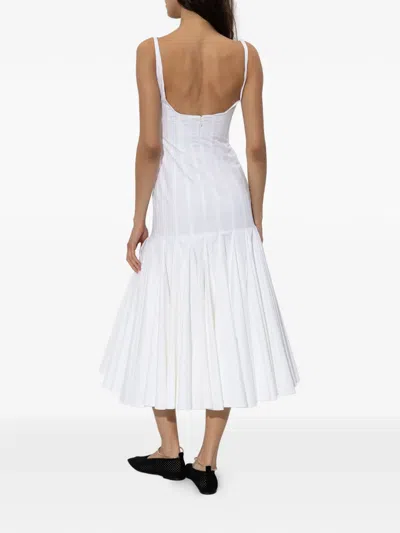 Jacquemus Agave Flared Midi Dress With Square Neckline In White