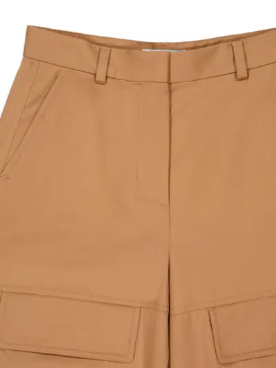 Stella Mccartney Wide Leg Nylon Blend Silk Cargo Trousers In Brown