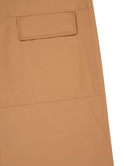 Stella Mccartney Wide Leg Nylon Blend Silk Cargo Trousers In Brown