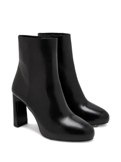 Stuart Weitzman 90mm Babette Leather Platform Booties In Black
