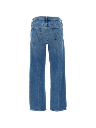 Mother Womens Kissing The Caddy The Rerun Sneak Cotton Denim Jeans In Blue
