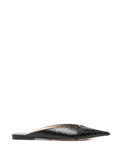 Tom Ford Julianne Patent Python-printed Mules In Black