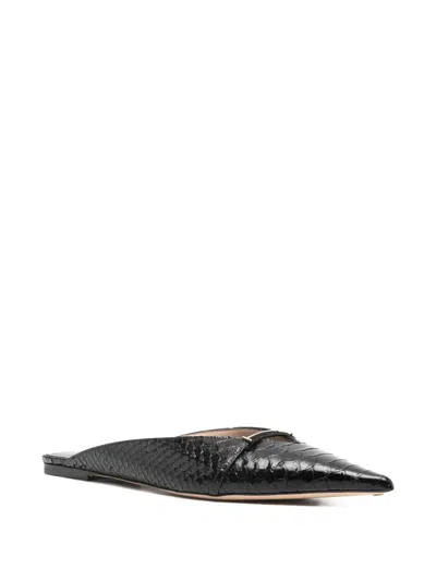 Tom Ford Julianne Patent Python-printed Mules In Black