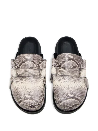 Yuzefi Snake-print Flat Mules In Neutral