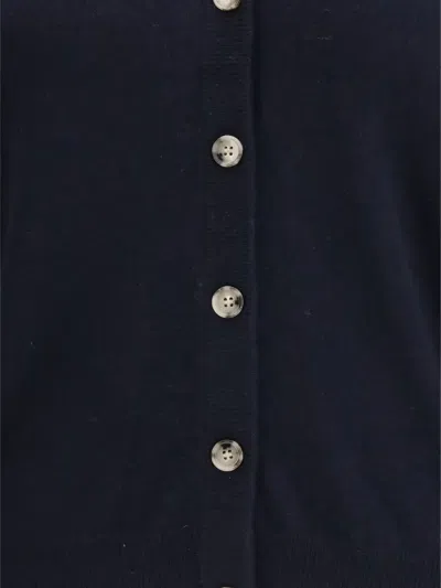 Allude V-neck Button Cardigan In Blue