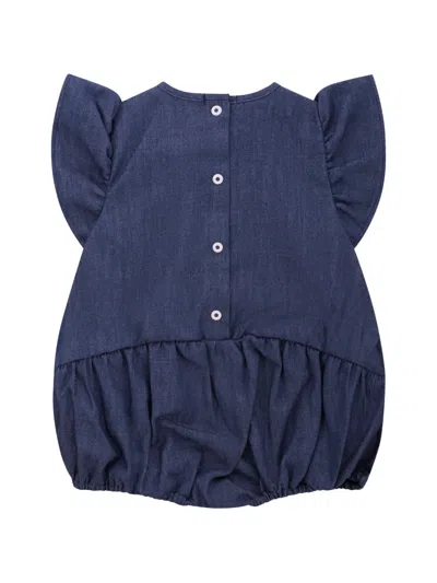 Balmain Ruffled Romper In Blue