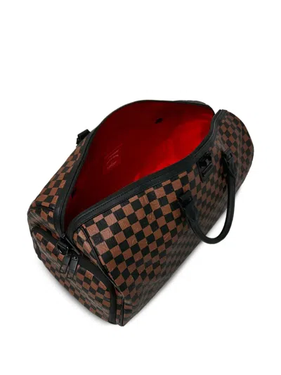 Sprayground Check-pattern Top-handle Duffle Bag In Brown