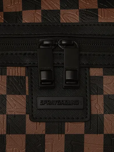 Sprayground Check-pattern Top-handle Duffle Bag In Brown