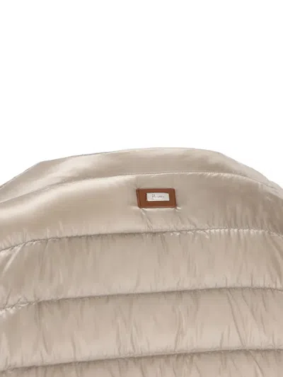 Herno Leather Strap Down Jacket In Neutral