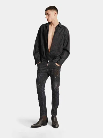 Dsquared2 Dsquared Black Stretch Denim Skater Jeans In Black