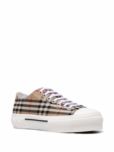 Burberry Check Motif Canvas Sneakers In Neutral