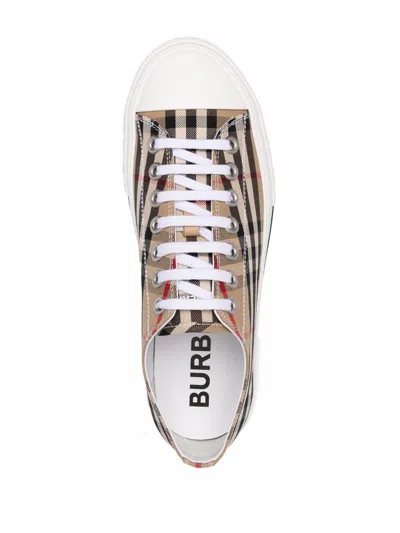 Burberry Check Motif Canvas Sneakers In Neutral