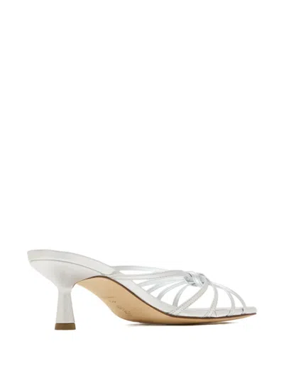 Aeyde 55mm Abby Metallic Leather Sandals In White