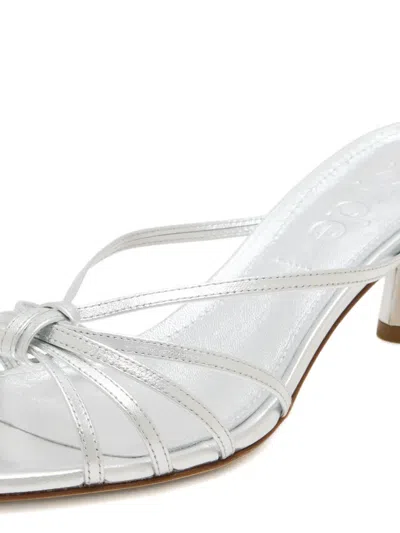 Aeyde 55mm Abby Metallic Leather Sandals In White