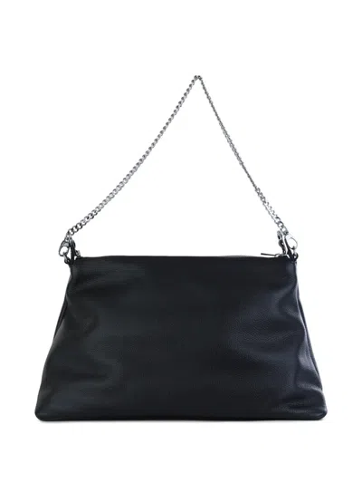 Zadig & Voltaire Shoulder Bag Adjustable Chain Strap Textured Surface In Black