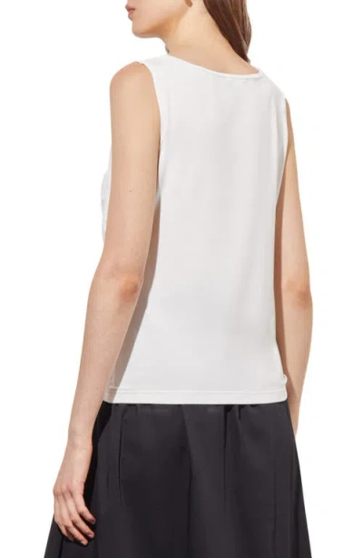 Ming Wang Front Drape Sleeveless Top In White