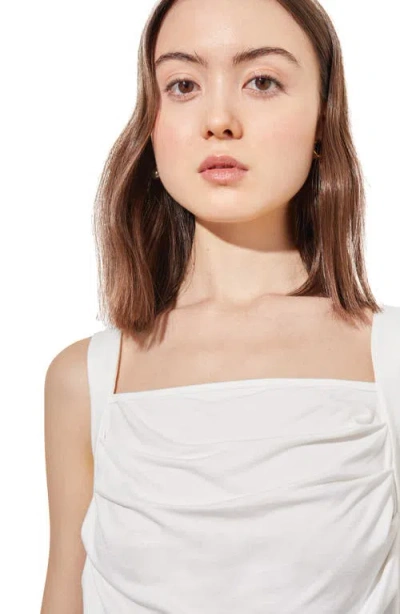 Ming Wang Front Drape Sleeveless Top In White