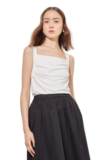 Ming Wang Front Drape Sleeveless Top In White