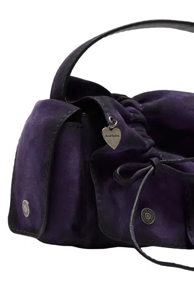 Acne Studios Multipocket Suede Shoulder Bag In Purple