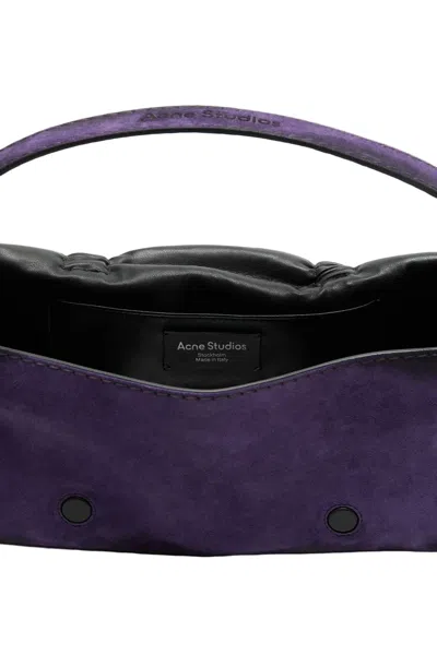 Acne Studios Multipocket Suede Shoulder Bag In Purple