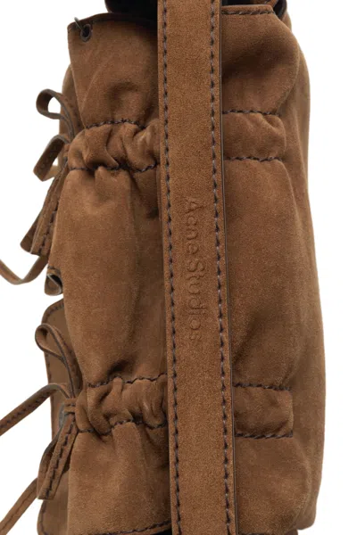 Acne Studios Multipocket Suede Shoulder Bag In Brown