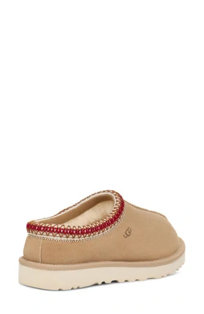 Ugg Tasman Ii Beige Mules With Round Toe And Embroidered Detail In Leather Woman In Brown