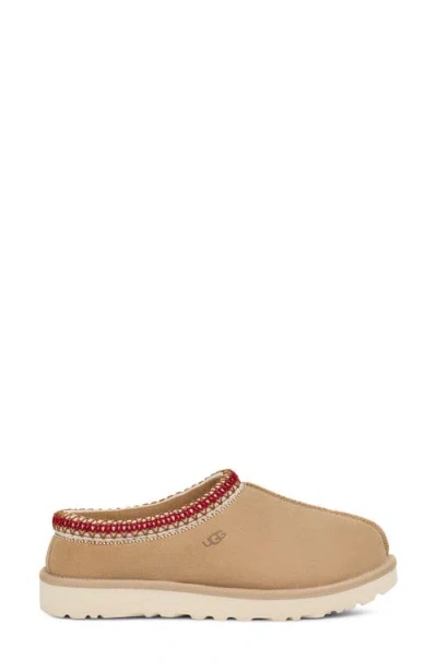 Ugg Tasman Ii Beige Mules With Round Toe And Embroidered Detail In Leather Woman In Brown