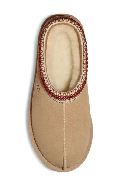 Ugg Tasman Ii Beige Mules With Round Toe And Embroidered Detail In Leather Woman In Brown