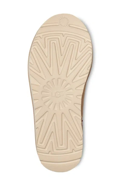 Ugg Tasman Ii Beige Mules With Round Toe And Embroidered Detail In Leather Woman In Brown