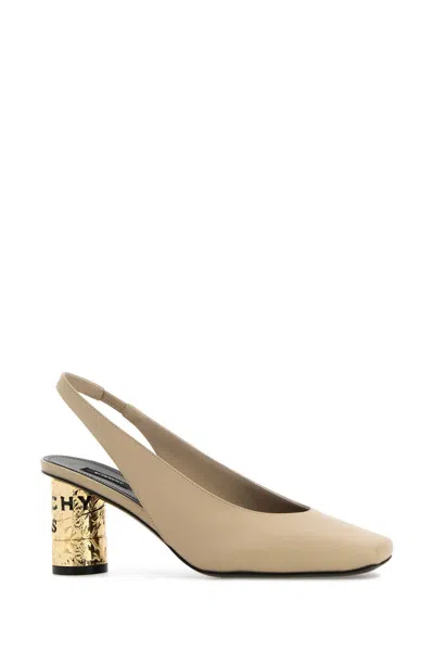 Givenchy Beige Leather Tape Pumps In Gold