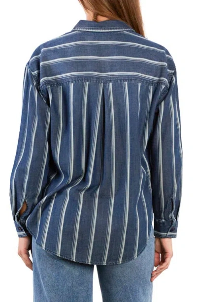 Billy T Worry-free Stripe Button Front Shirt In Blue