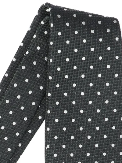 Tom Ford Polka Dot Pointed Tip Tie In Black