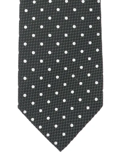 Tom Ford Polka Dot Pointed Tip Tie In Black