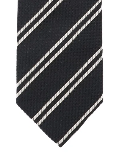 Tom Ford Textured Tie Diagonal Stripe Pattern In Black