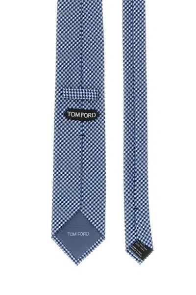 Tom Ford Star-jacquard Tie In Blue