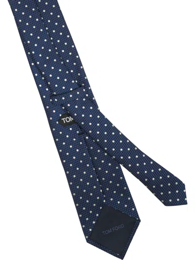 Tom Ford Polka Dot Pointed Tip Tie In Blue