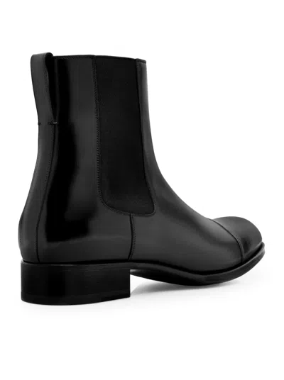 Tom Ford Edgar Polished Leather Chelsea Boots In Black