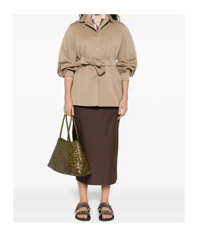 Max Mara Belted Fitted Jacket In Brown